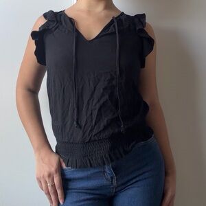 Black INC International Concept Ruffled Women's Top